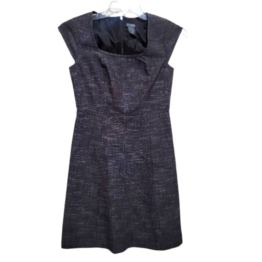 Ann Taylor Size2P Brown Tweed Cap Sleeve Square Neck Women’s Fit & Flare Dress